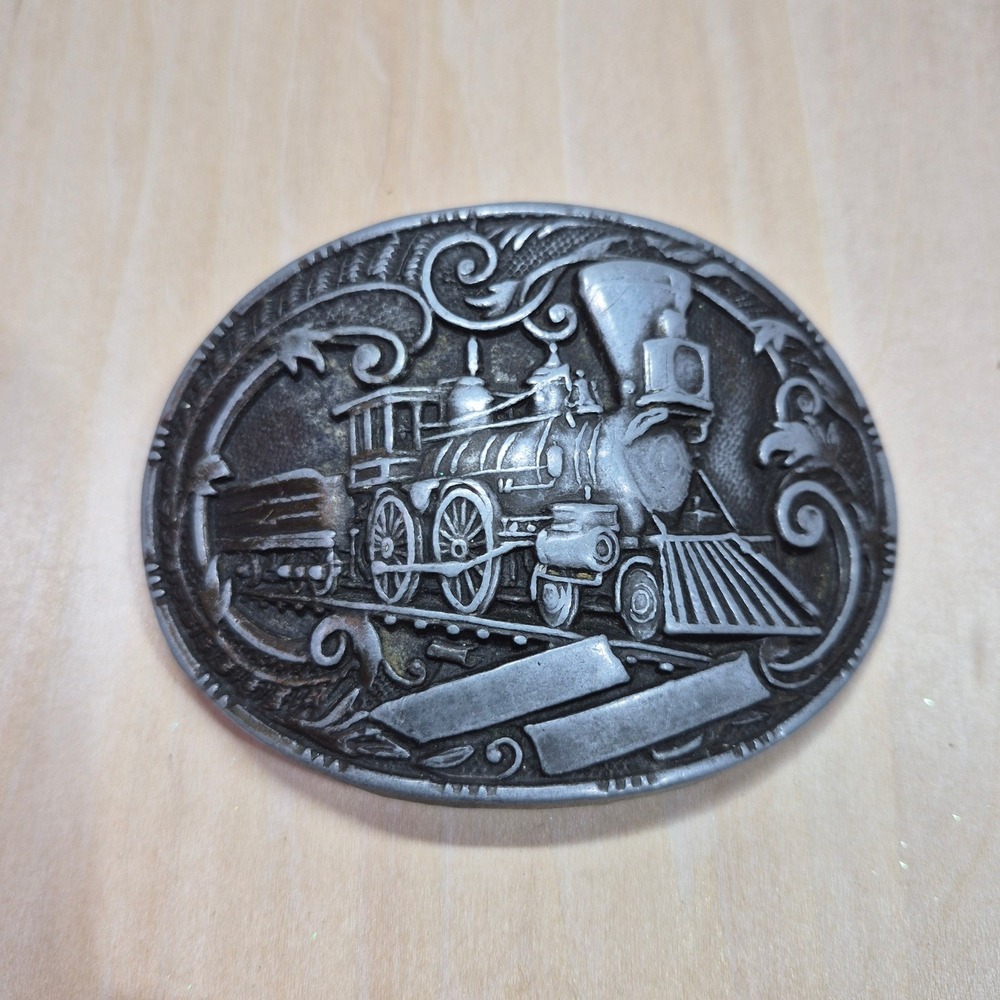 Western Train Cowboy Belt Buckle‎ Oval Vintage Metal Cowboy Gear